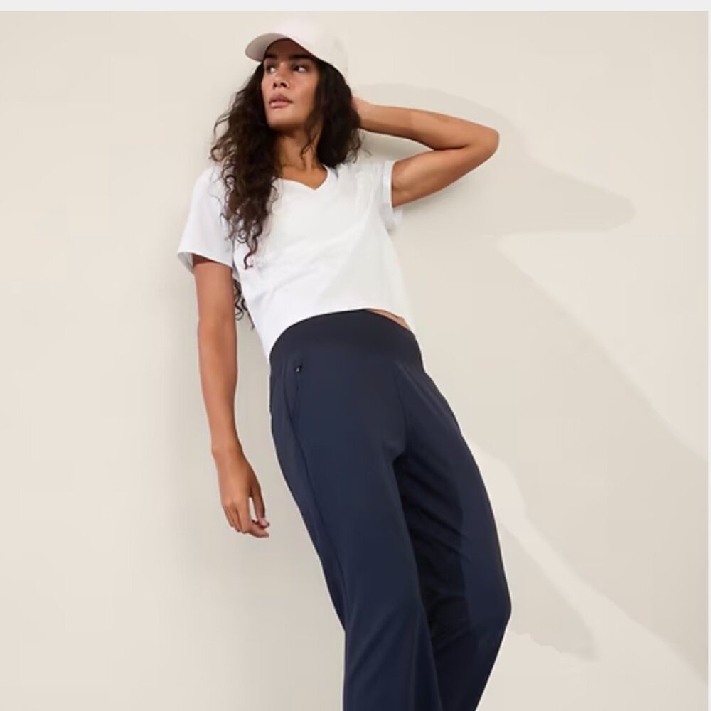 Athleta White Short Sleeve V-Neck Tee
